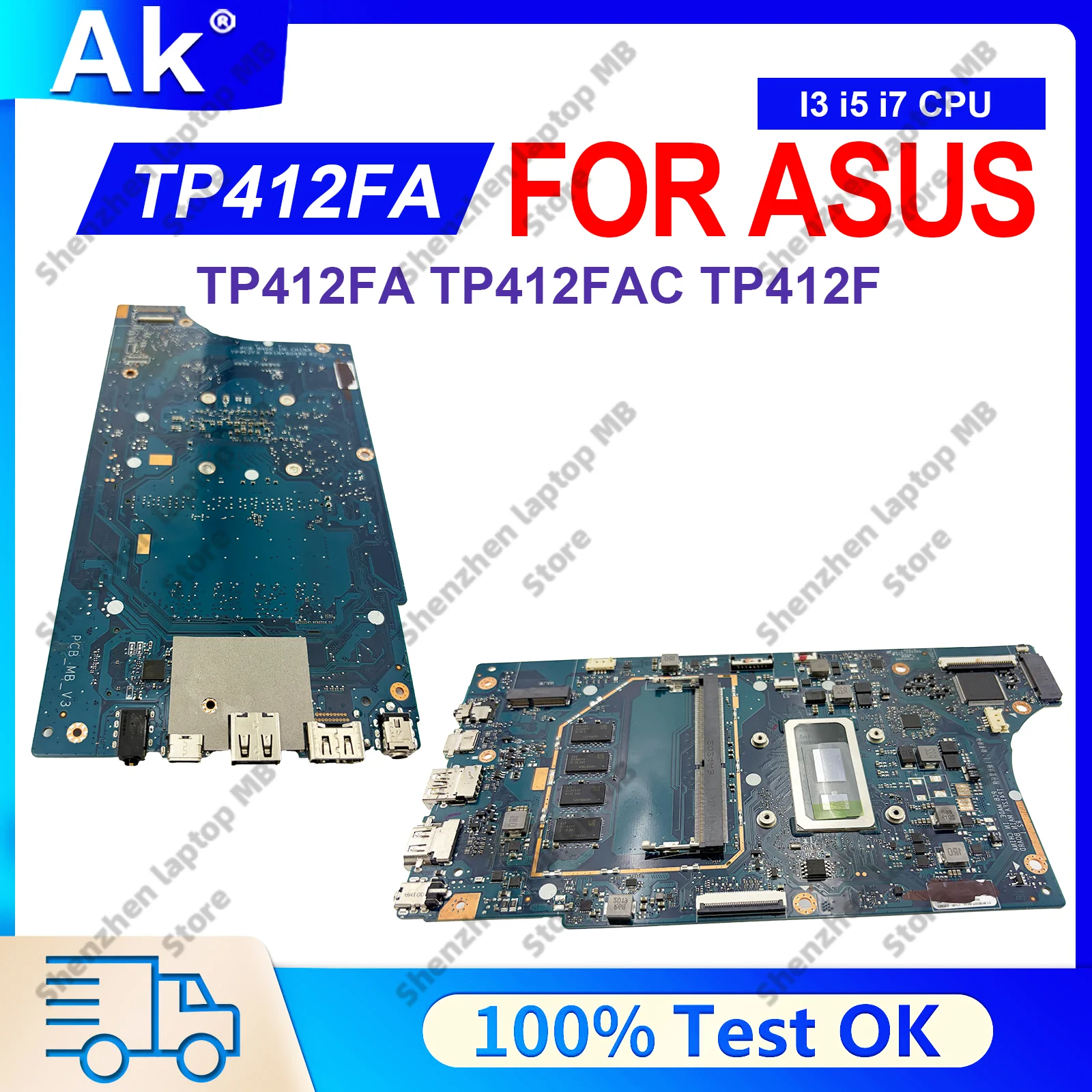 TP412FA Laptop Motherboard For ASUS VivoBook Flip TP412FA SF4100F TP412FAC TP412F Mainboard With I3 I5 I7 CPU 100% tests OK stk