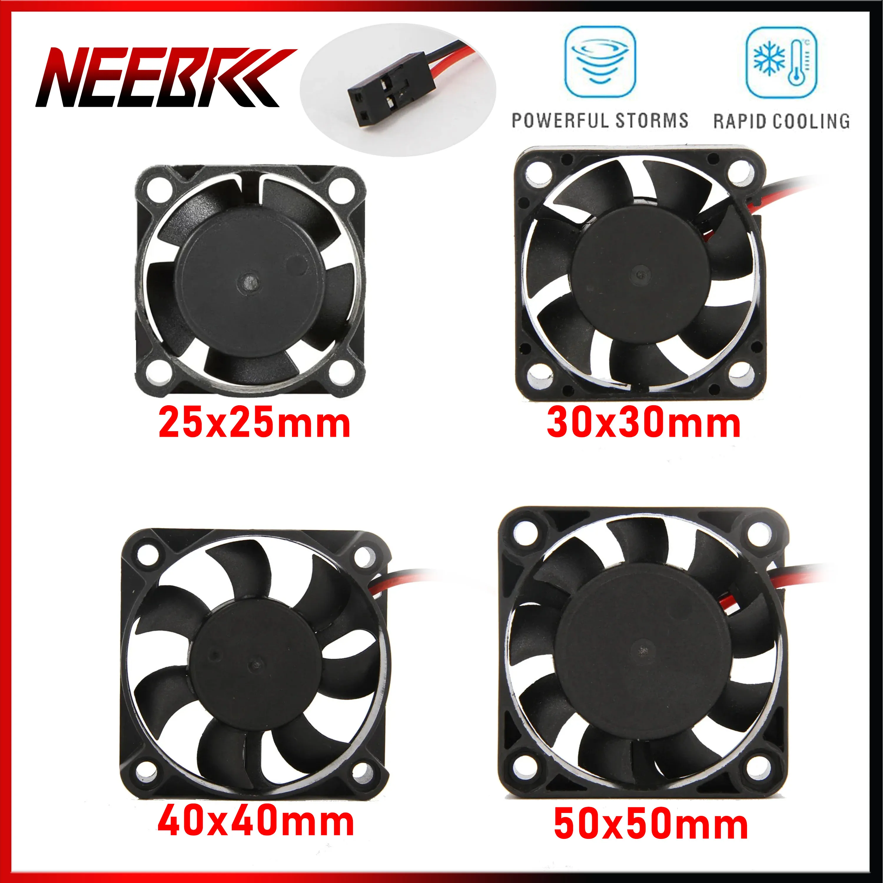 

25/30/40/50mm RC Cooling Fan 5-12V DC 3500-16380RPM Heat Sink High Wind Rapid 36/42mm Motor 30/60/120/150A ESC JR Plug Car Part