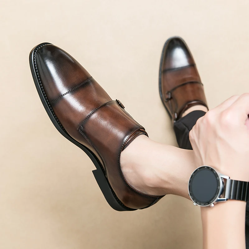 Casual Business Men's Leather Shoes Classic British style Outdoor formal party Daily office or groom's handsome shoes Hot New image 4