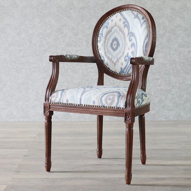 American walnut dining chair household solid wood with armchair new Chinese art European medieval study desk chair