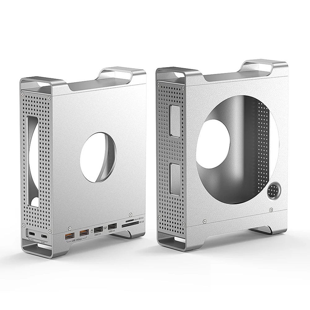 

USB Hub with M.2 NVMe SSD Enclosure Aluminum Alloy Case with USB 3.2 10Gbps USB 2.0 SD/TF Slots for Mac Mini M4 Bracket