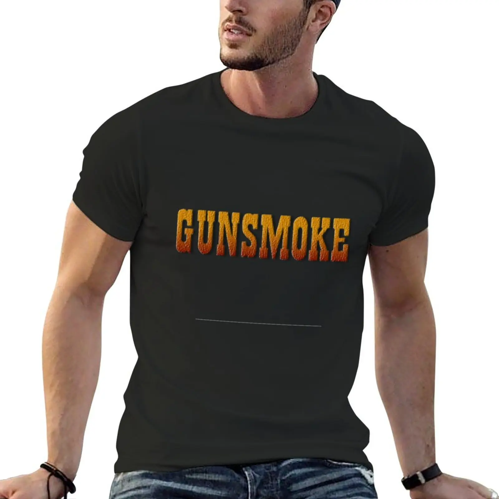 Gunsmoke-T-shirt uni vierge pour hommes, t-shirts vintage, grandes tailles