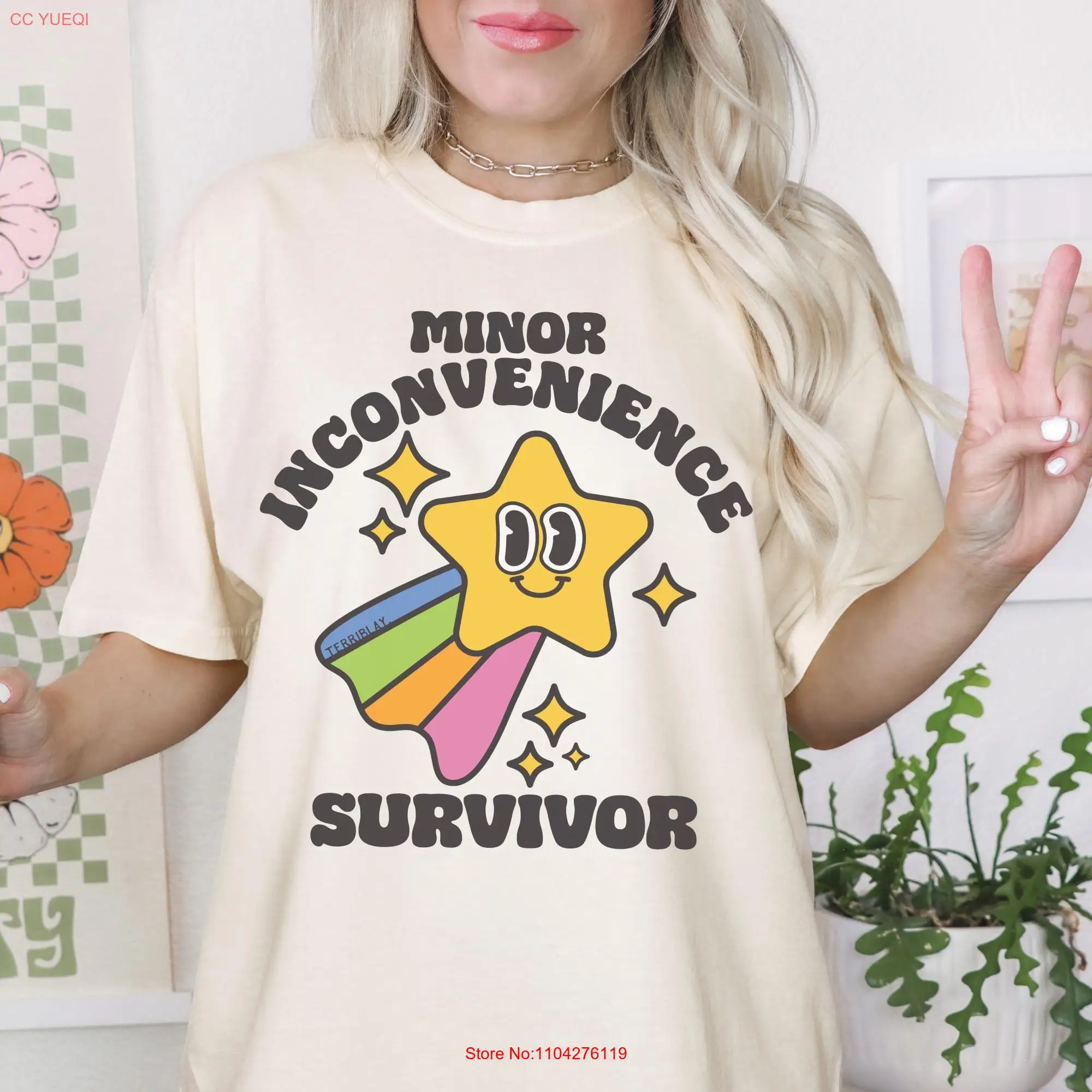 

Minor Inconvenience Survivor Comfort Color T Shirt Funny Cartoon 90s Adulting Meme for Friend Plus Size Terriblay