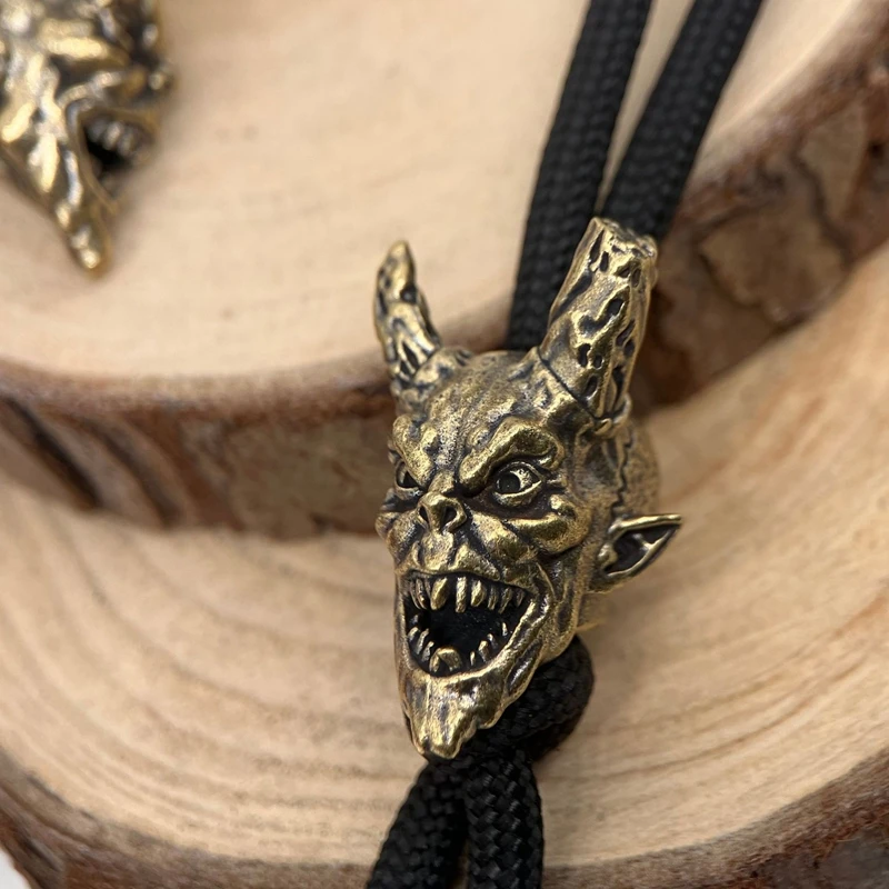 الشيطان رئيس النحت النحاس سكين الخرز EDC DIY Paracord المنسوجة أساور الحبل قلادة اكسسوارات أداة خارجية الشنق السحر