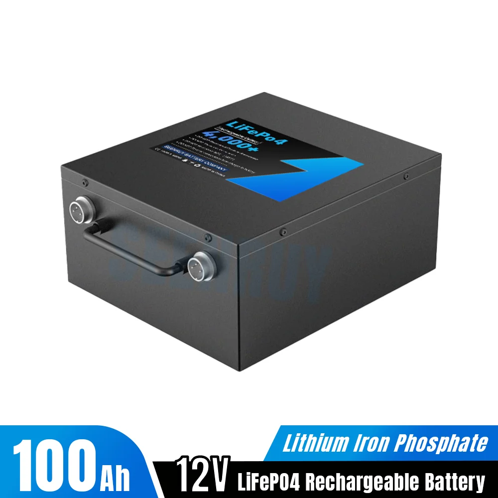 12V 100Ah Lifepo4 Battery Pack Waterproof Lithium Iron Phosphate Built-in BMS Optional Bluetooth for Fishing Boat