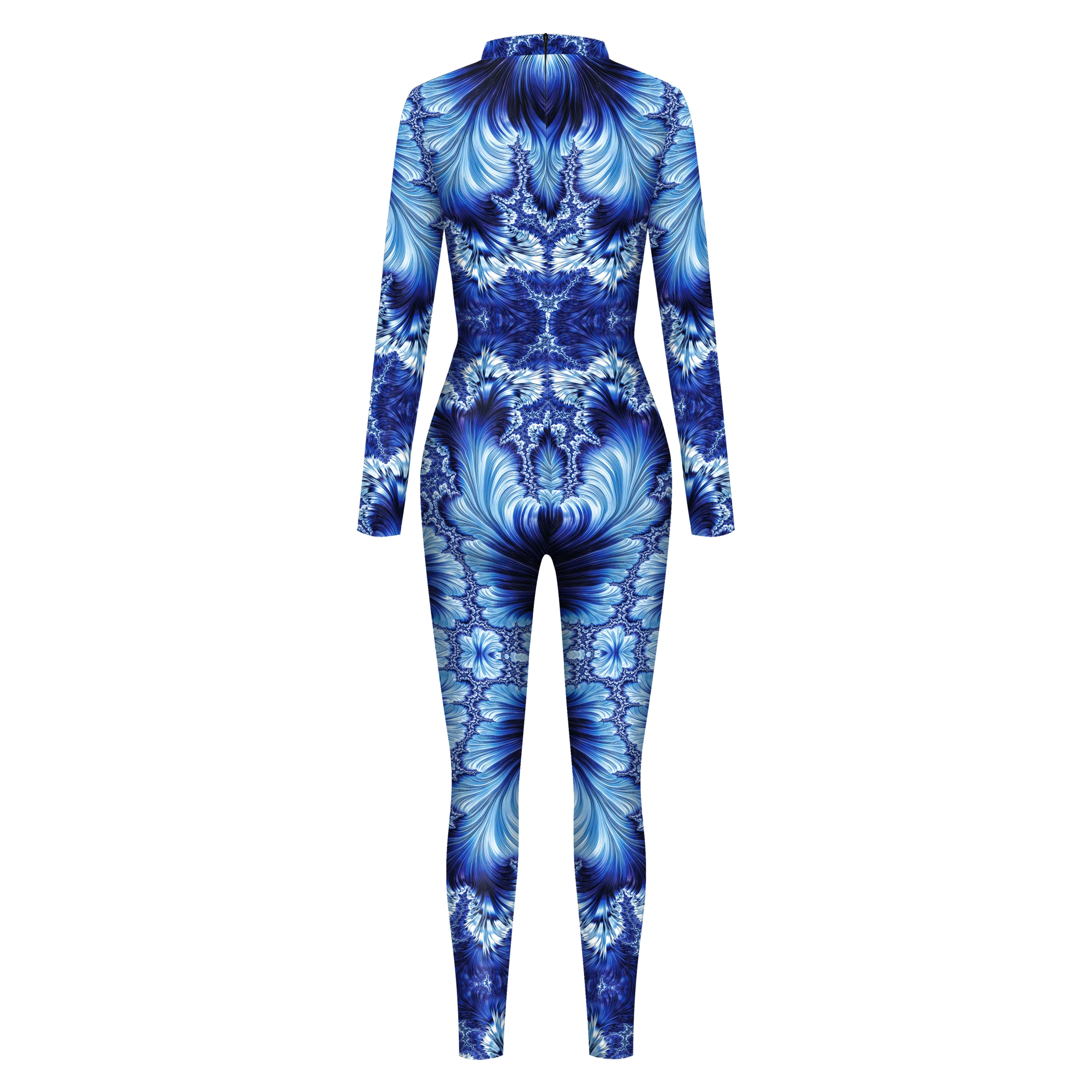 Zawaland Carnival Women Men Cosplay Costumes Long Sleeve Colour Printing Bodysuit Jumpsuit Holiday Party Funny Performance