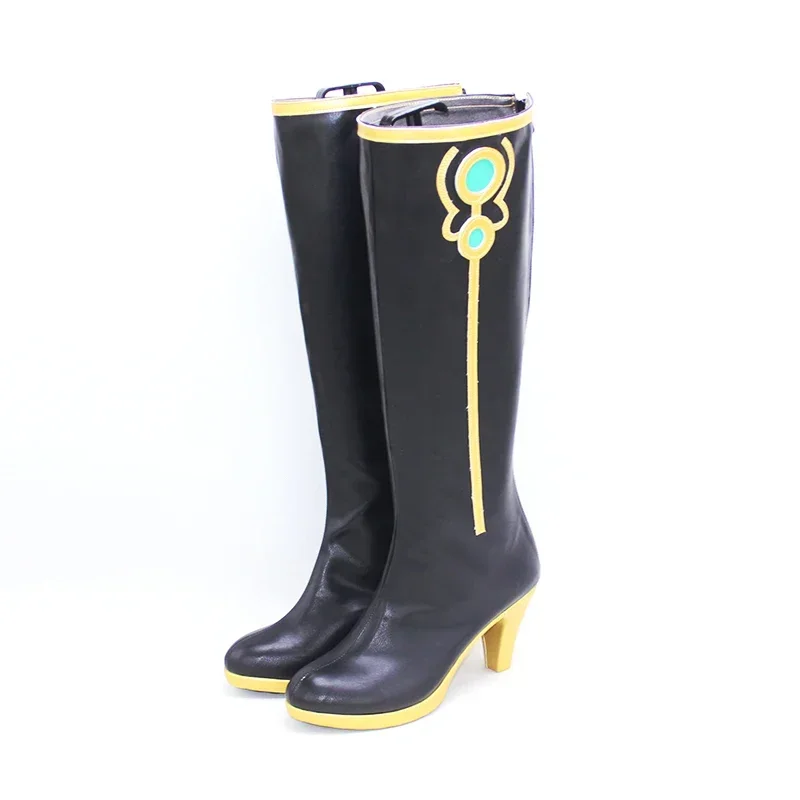 Genshin DNF Ghost Swords Women Cosplay Shoes Game Cosplay High Heels PU Leather Shoes Halloween Party Black Boots Custom Made