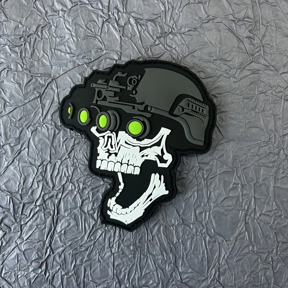 Skull 3D Pvc Patch Hook and Loop Stickers for Clothes  Night-vision Device  Tactical Military Backpack Patches for Clothing