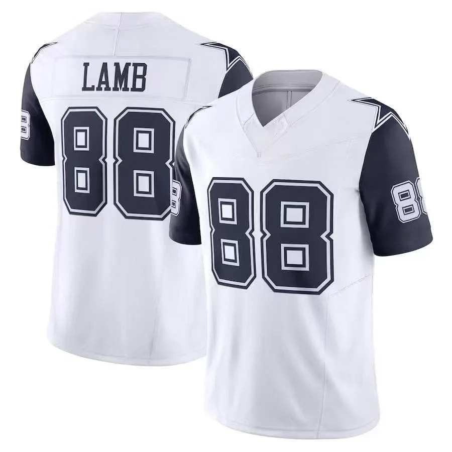 Men Dallas #88 CeeDee Lamb Navy Home Jersey Name Number V Neck Short Sleeve Breathable for Fans Sports Daily Family Matching