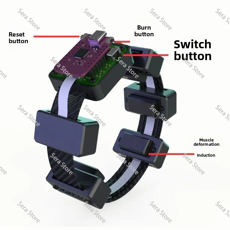 Wearable EMG Muscle Signal Sensor Module Armband Electrical Detection Deformation Simulation Collection Kit for Gesture Control