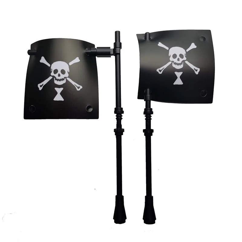 MOC Building Block  Big Flag small Pirate Flag Corsair Boat Building Blocks Sea Wolf Rock Island Refuge Figure Toy