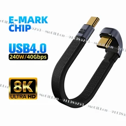 U-Shape Elbow USB 4.0 40Gbps Data Cable PD 240W 5A Fast Charging USB C to Type C Cable Thunderbolt 4 8K@60Hz Cable Tipo C Cabel