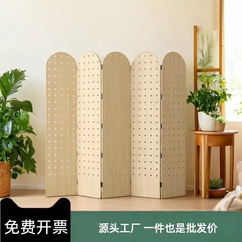 hole plate folding screen vertical movable entrance living room floor rack live stream partition display rack