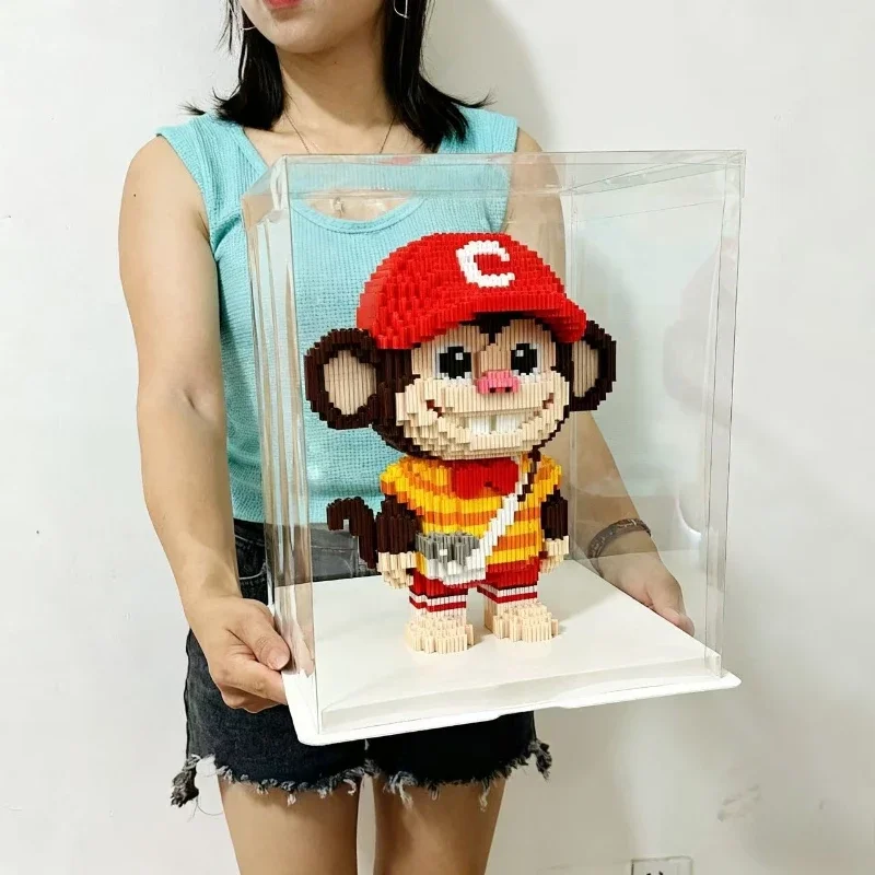 

32cm Red Hat Cartoon Monkey Puzzle Building Block Assembly Toy for Boys and Girls Birthday Gift Children's Toy Collection