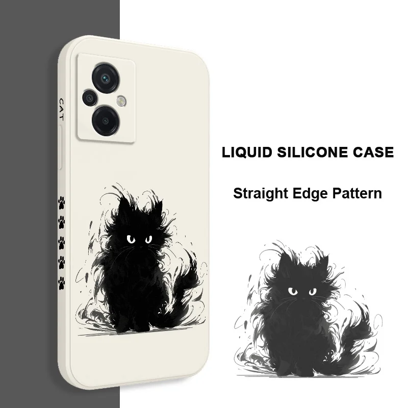 Briquettes Cat Phone Case For Xiaomi Poco M6 X6 F6  M5 M5S F5 X5 F4 X4 M4 F3 M3 X3 F2 Pro 4G 5G GT NFC Silicone Cover