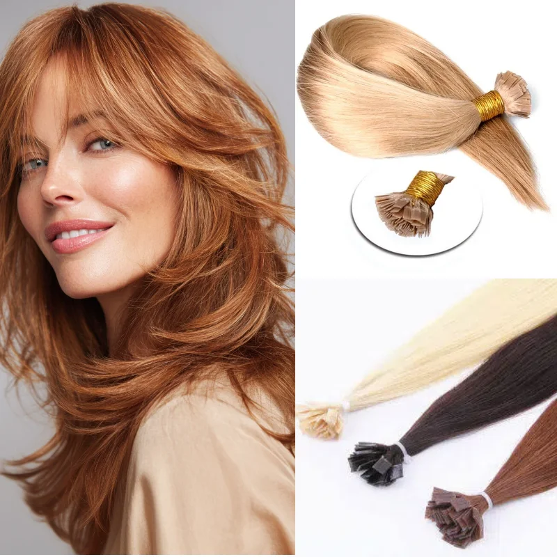

Human Hair Flat Tip Hair Piece 20inch 50 strands Hair Weft Ready Stock Wholesale Dropship Color #613 P8-613