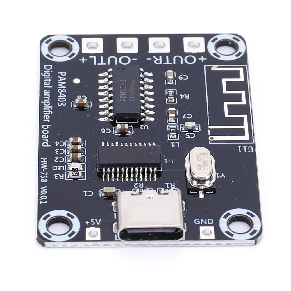XH-A155 Mini PAM8403 Amplifier Board 5W+5W 2 Way Audio Power Amplifier Board TYPE-C Power Supply for Speakers Above 4 Inches