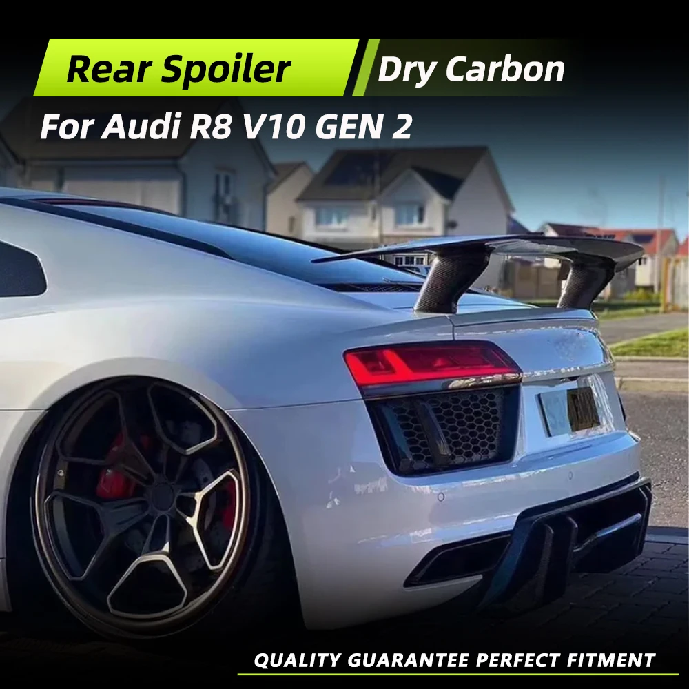 

Car Rear Trunk Racing Spoiler Wing For Audi R8 GT V8 V10 Coupe 2016-2018 Gen 2 DRY Carbon Fiber Rear Boot Lid Highkick Spoiler