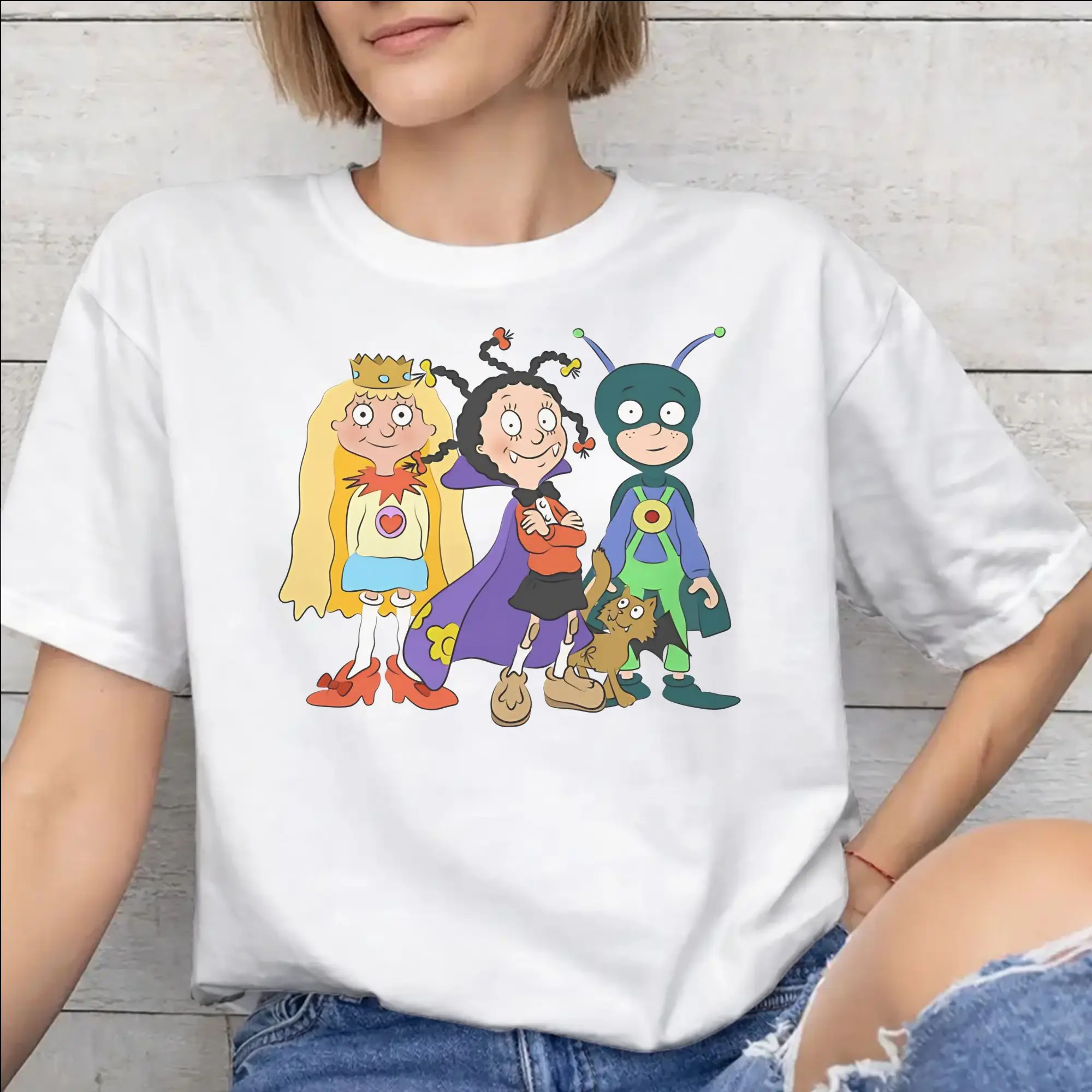 Men Women Print Mona The Vampire Anime  Tee T Shirt Pure Cotton  T-shirts Clothes