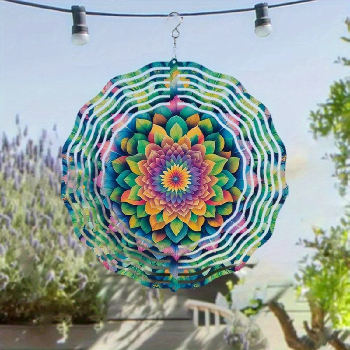 CIFBUY Kaleidoscope Wind Chime Rustproof Weatherproof Metal Outdoor Garden Decor Vibrant Hanging Ornament