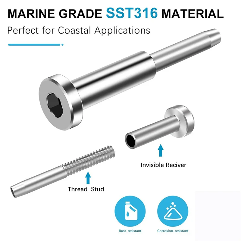 AB66-60Pack Invisible Cable Railing Kit,Sst316swage Tensioner And Terminal  For Cable Railing,For Wood/Level/Stair Post