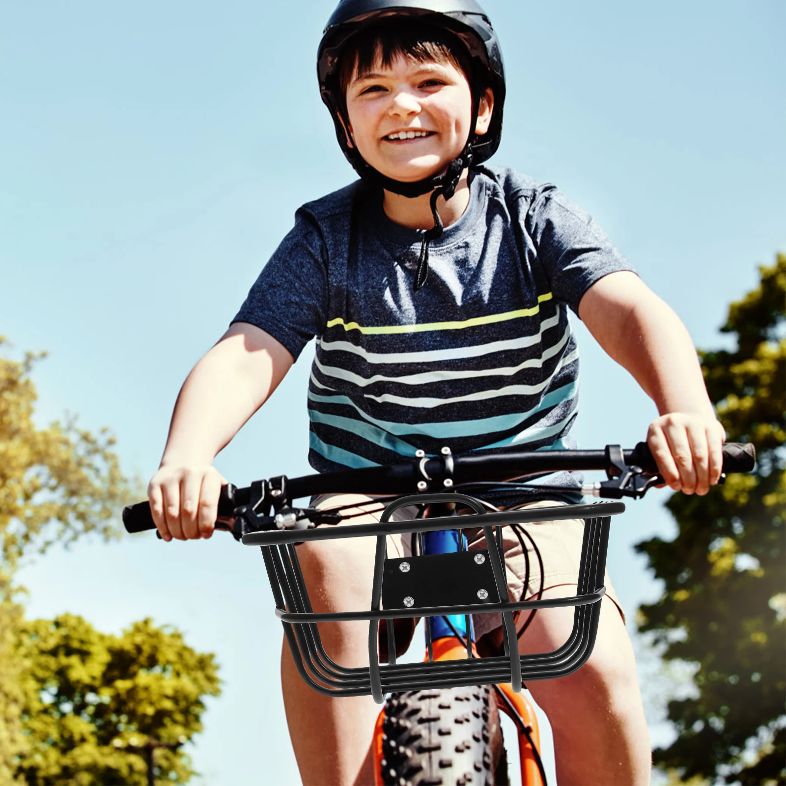 

Iron Bike Basket Metal Front Cycling Large Capacity Handlebar Storage Kids Container Mountain Part Scooter Bike Accessories