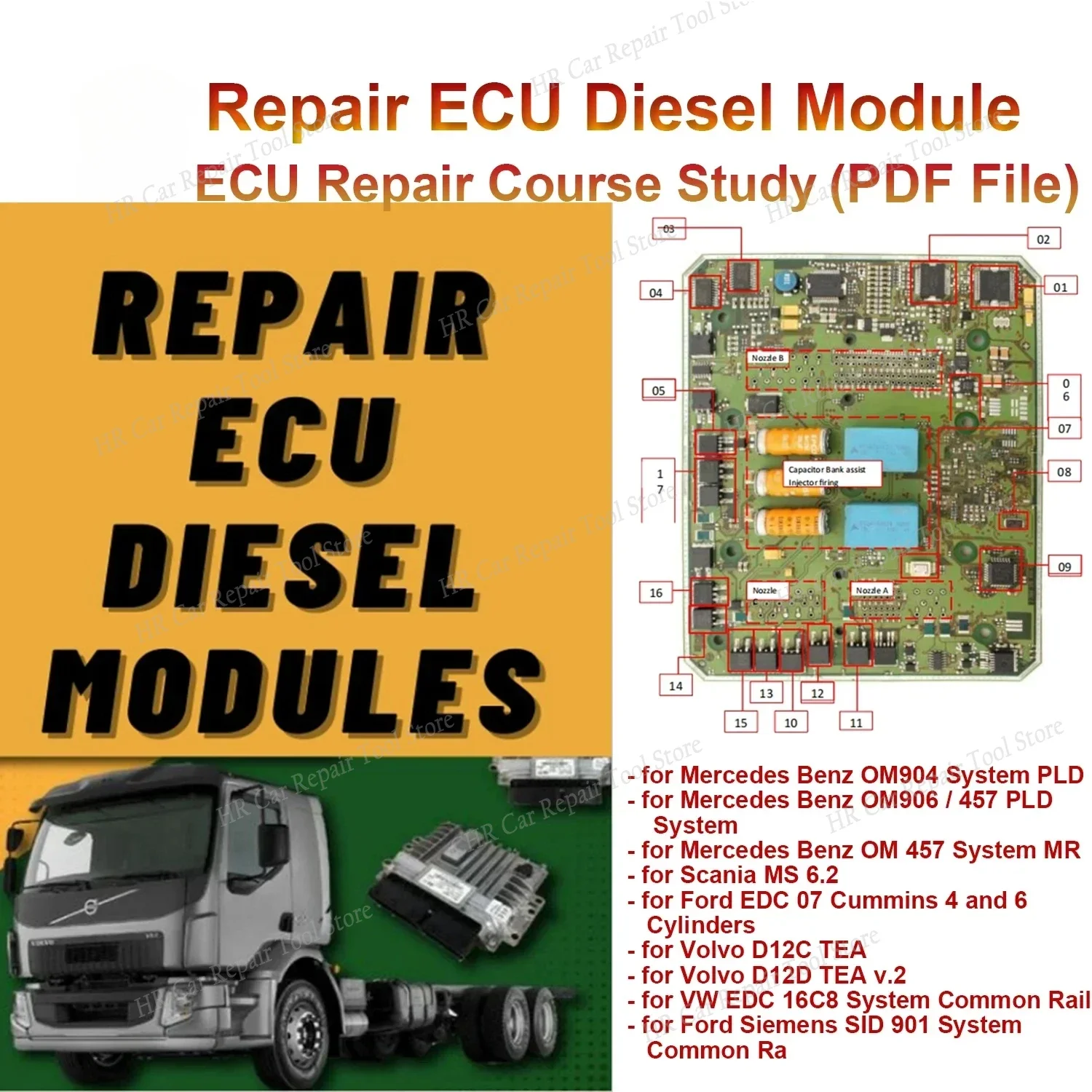 Repair ECU Diesel Module PDF File ECU Repair Basic Course Study For Ford For Mercedes-Benz For Volvo For Scania For V-W Only PDF