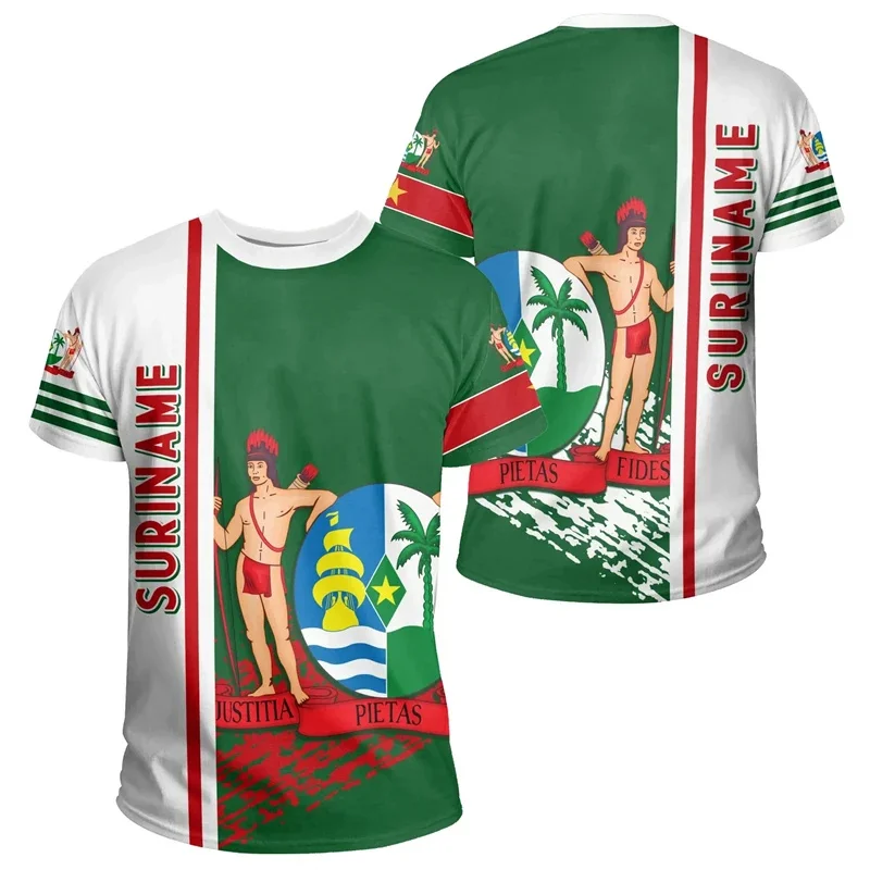 Surinam Flag Graphic T Shirt For Men Suriname National Emblem 3D Printed T-Shirts Summer Bolivian Boy Sport Tops Street Tees