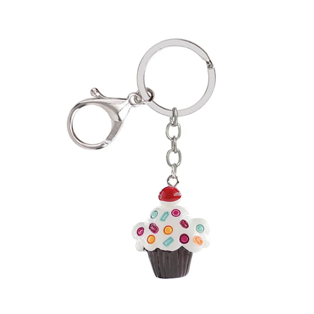5Pcs Simulation Ice Cream Cake Keychain Handmade Premium Metal Pendant Perfect Gift Hanging Ornament for Birthday Party