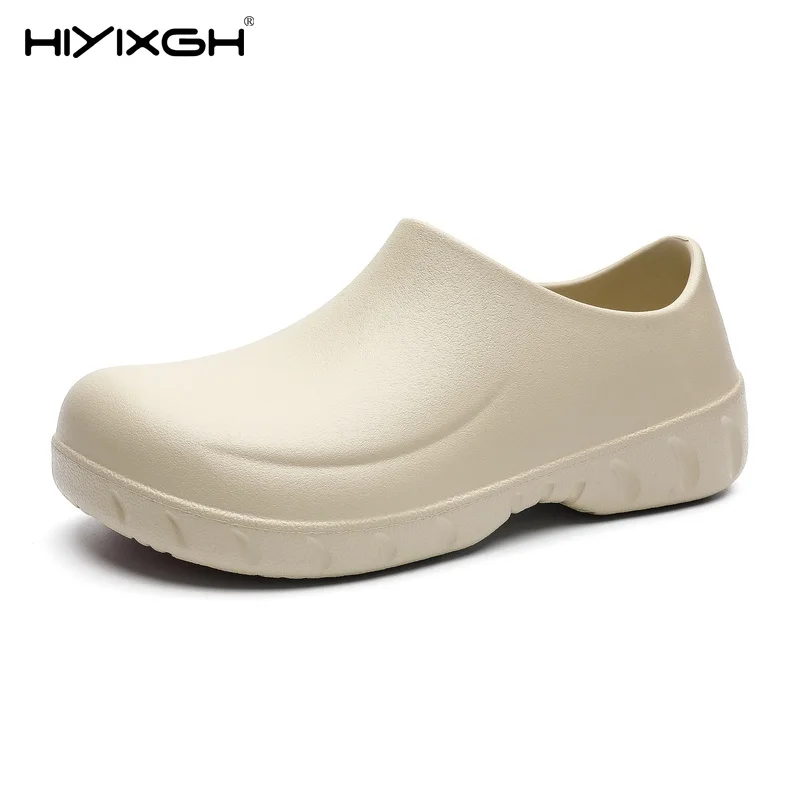 Men's Chef Work Shoes Eva One-Piece Waterproof, Oil-Proof, Non-Slip, Closed-Toe Slip-On Sandals for Restaurant Kitchen Work