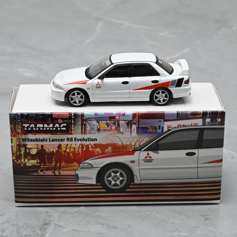 Diecast Tarmac Works 1:64 Scale Mitsubishi EVO White Lancer RS Evolution Alloy Car Model
