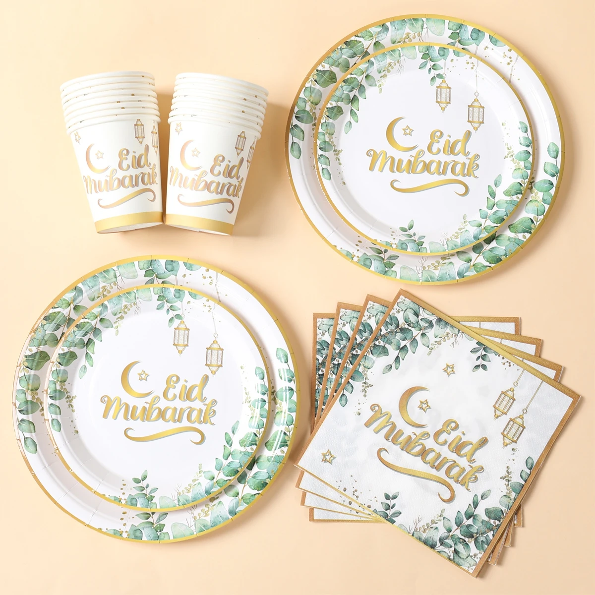 Eid Mubarak Tableware Set Ramadan Decoration 2025 For Home Ramadan Kareem Eid Al Adha Gifts Islamic Muslim Party Decoration