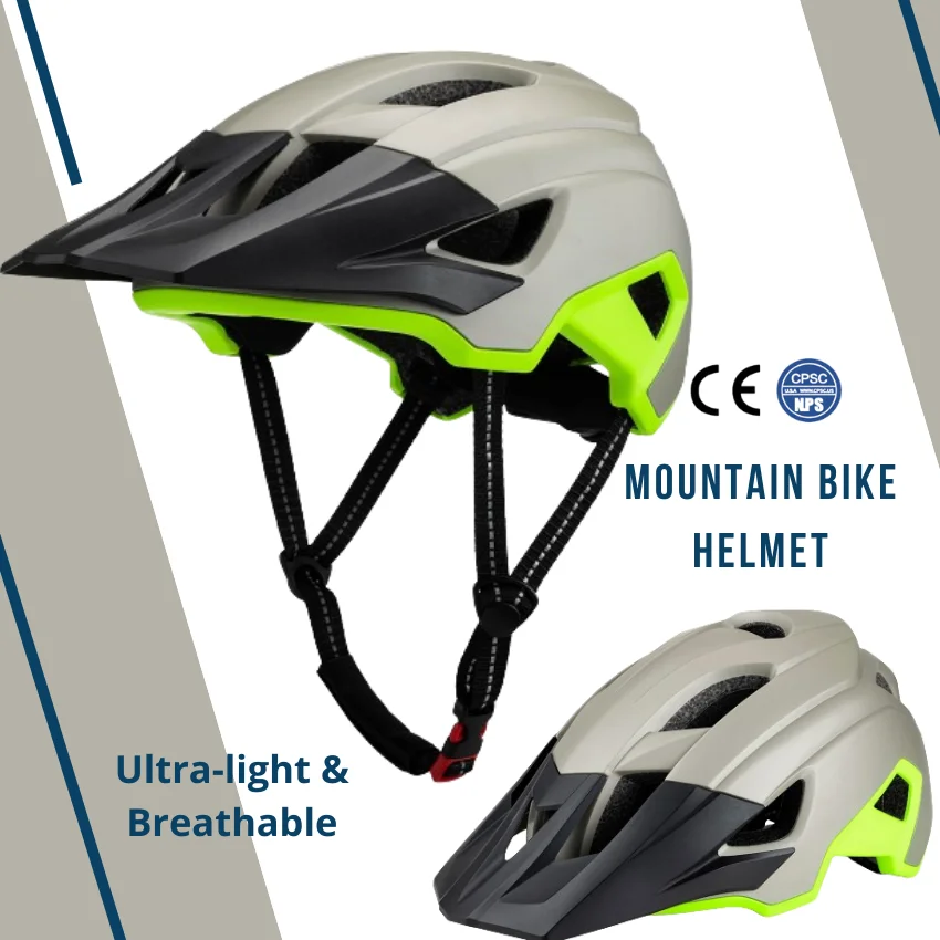 MTB Mountain Bike Helmet with LED Light CE CPSC Approved Integrally-molded Cycling Helmet with Visor Casco Bicicleta MTB