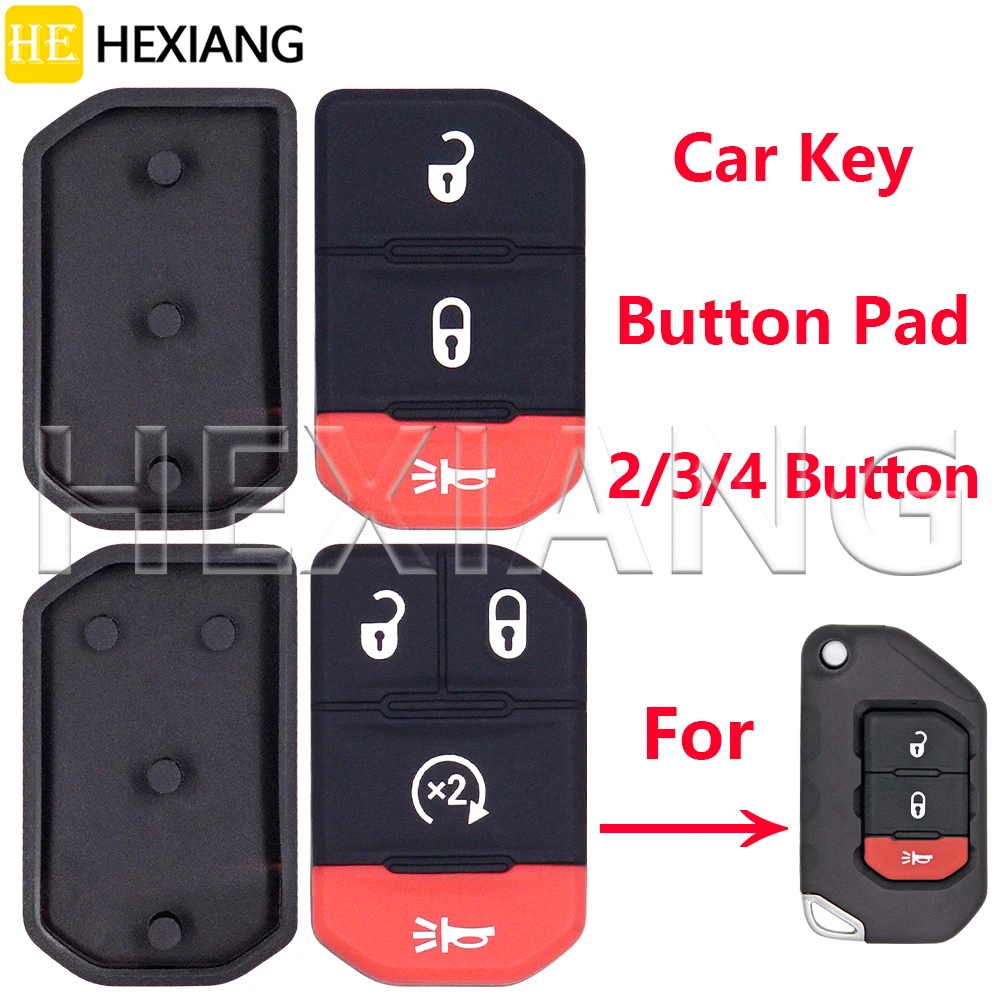 

HE Cover OHT1130261 Replacement Silicone Car Key 2/3/4 Button Pad For Jeep Wrangler JL 2018–2025 Gladiator 2019–2025