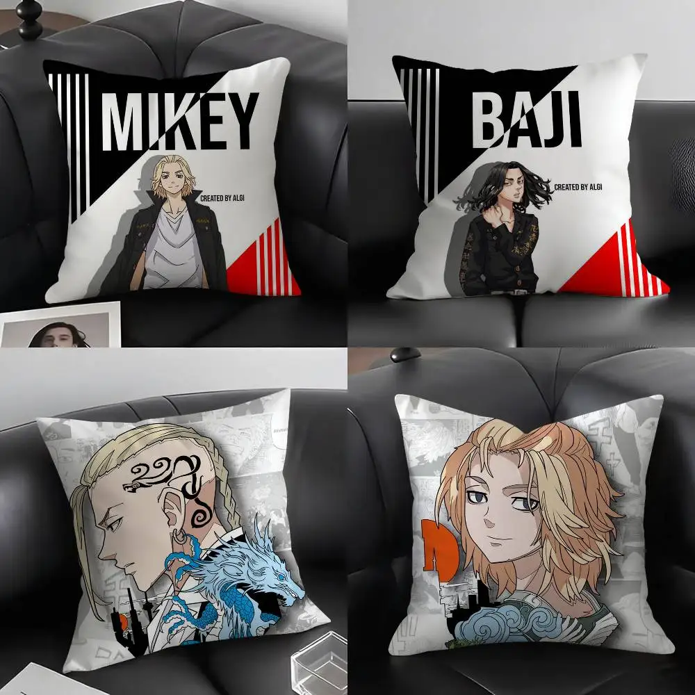 T-Tokyo R-Revenger Pillow Case Home Dorm Chair Back Short Plush Double-sided Printing Office Nap Time Cushion Cover