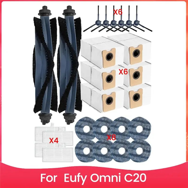 

Комплект аксессуаров для пылесоса Eufy Omni C20, комплект аксессуаров, основные и боковые щетки, HEPA-фильтры, мешки для швабр-Y48A