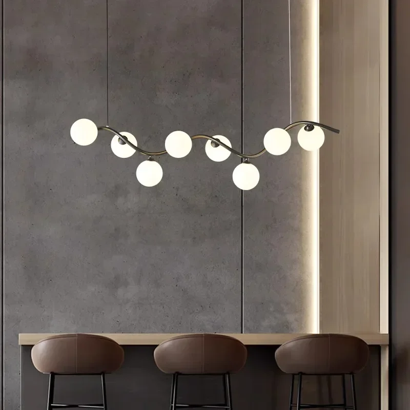 Imagem -05 - Minimalista Black Led Pendant Light Bola de Vidro Nórdica Lustre Resistente Luz Pendurada para Sala de Estar e Jantar Decoração de Casa