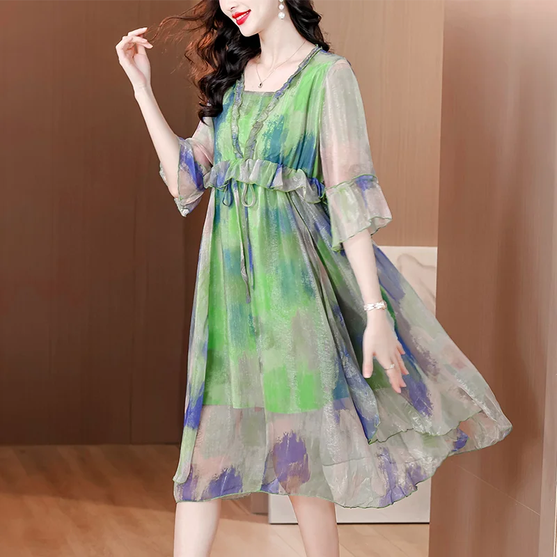 فستان بوهو ميدي فاخر مزين بالترتر لعام 2025 فساتين أنيقة غير رسمية للحفلات الليلية الصيفية للنساء من الشيفون فساتين ضيقة للشاطئ #4