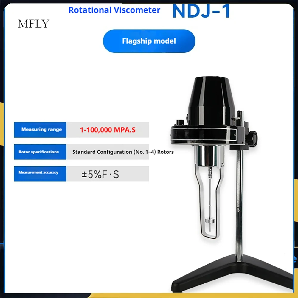 NDJ-1 Rotary Viscometer Viscosity Tester with Rotors 1-4 10-100000mPa·s Fluidimeter Meter Newton Liquid Viscometer