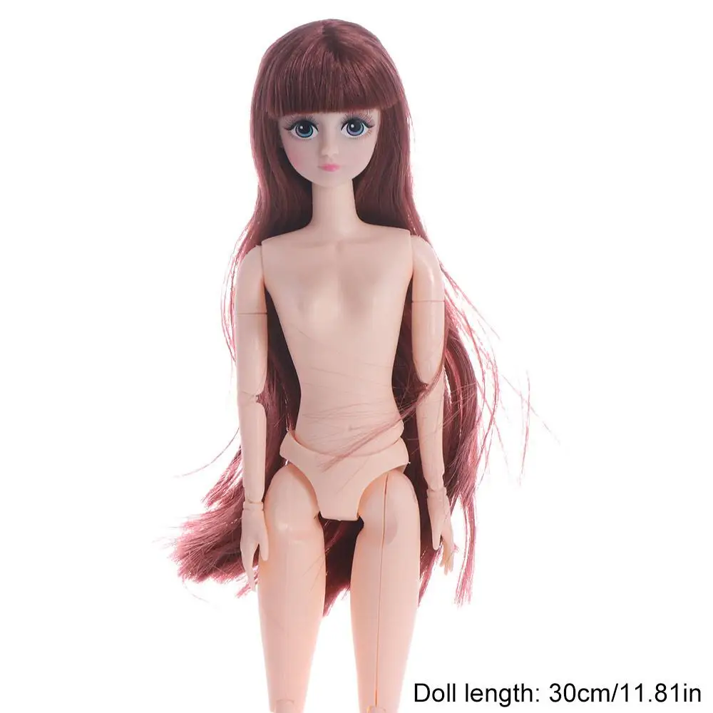 BJD Beautiful 30cm Dress Up Doll Toys with Hair BJD Movable Joint Doll Kawaii DIY 1/6 20-joint Doll Body Children