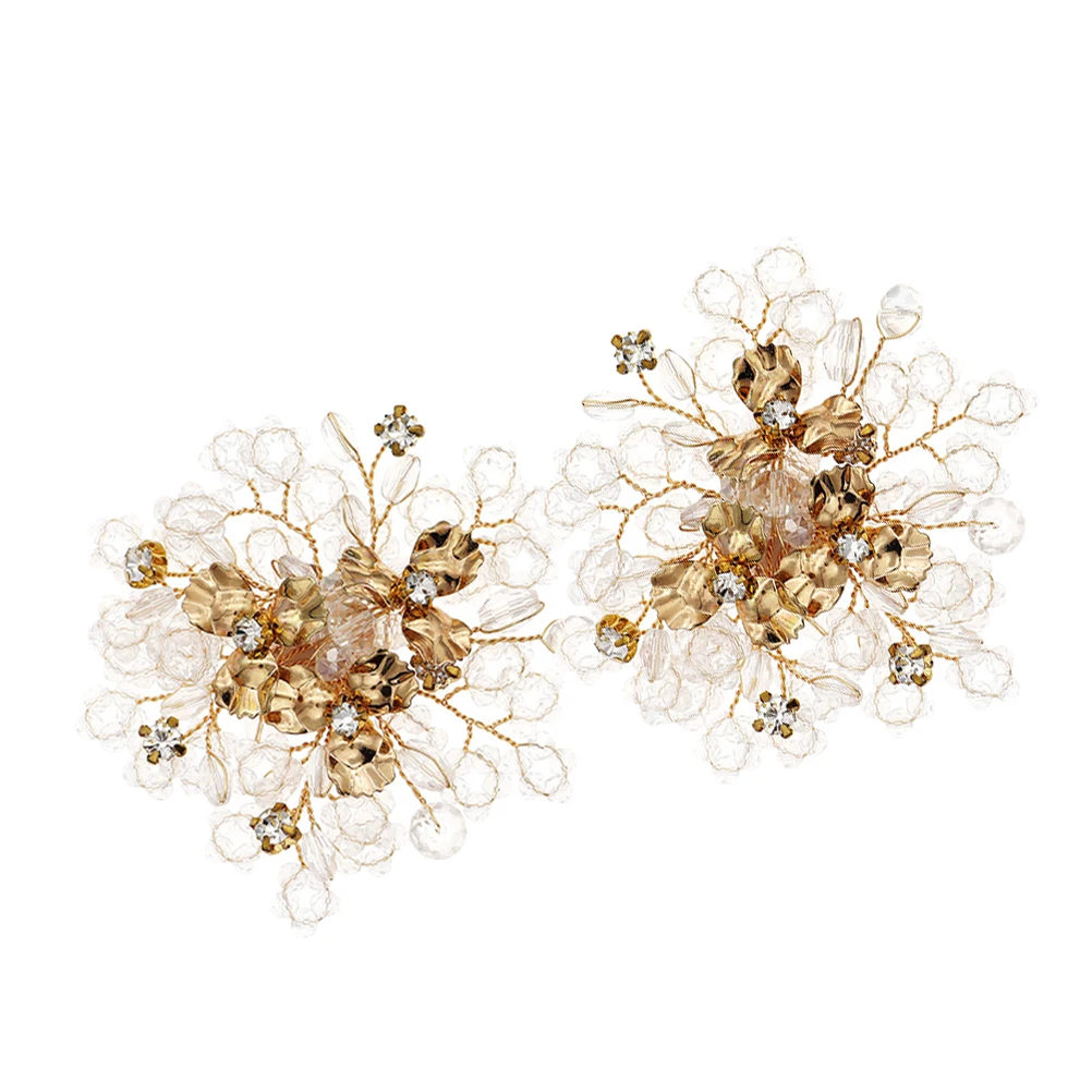 

2 Pcs Wedding Shoes Accessories Handmade Beaded Shoe Clips for Bride Decorative Flowers Shoe Decorations Clips