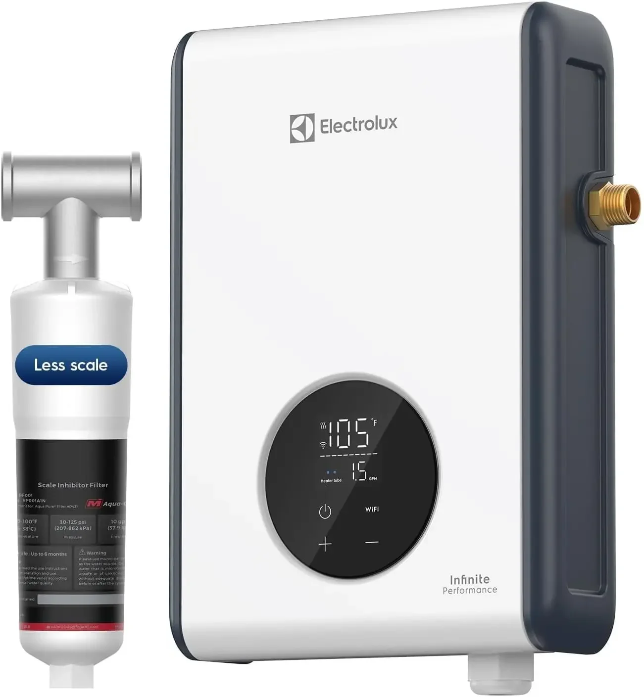 Tankless Water Heater Electric 11kw 240v, Max 2.59 GPM | Smart WiFi & Alexa, Scale Inhibitor, 1 Shower & Sink use, 3s Instant He