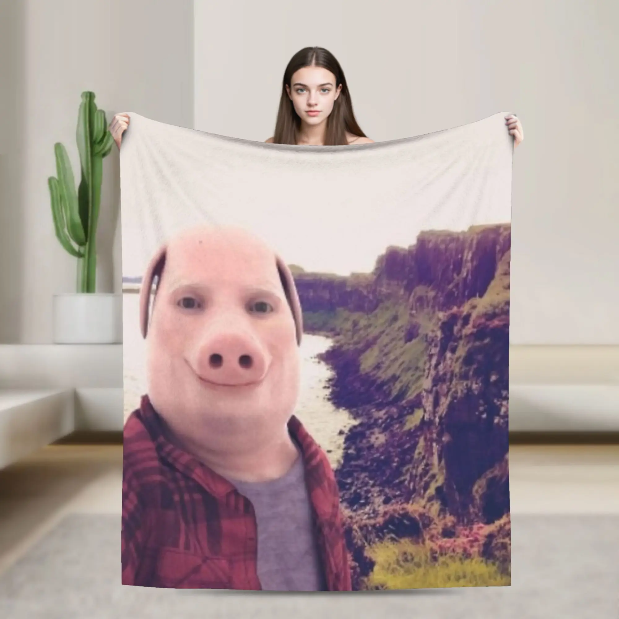 Shoutout John Pork Flannel Throw Blanket  Blanket for Bedding Car Ultra-Soft Plush Thin Quilt