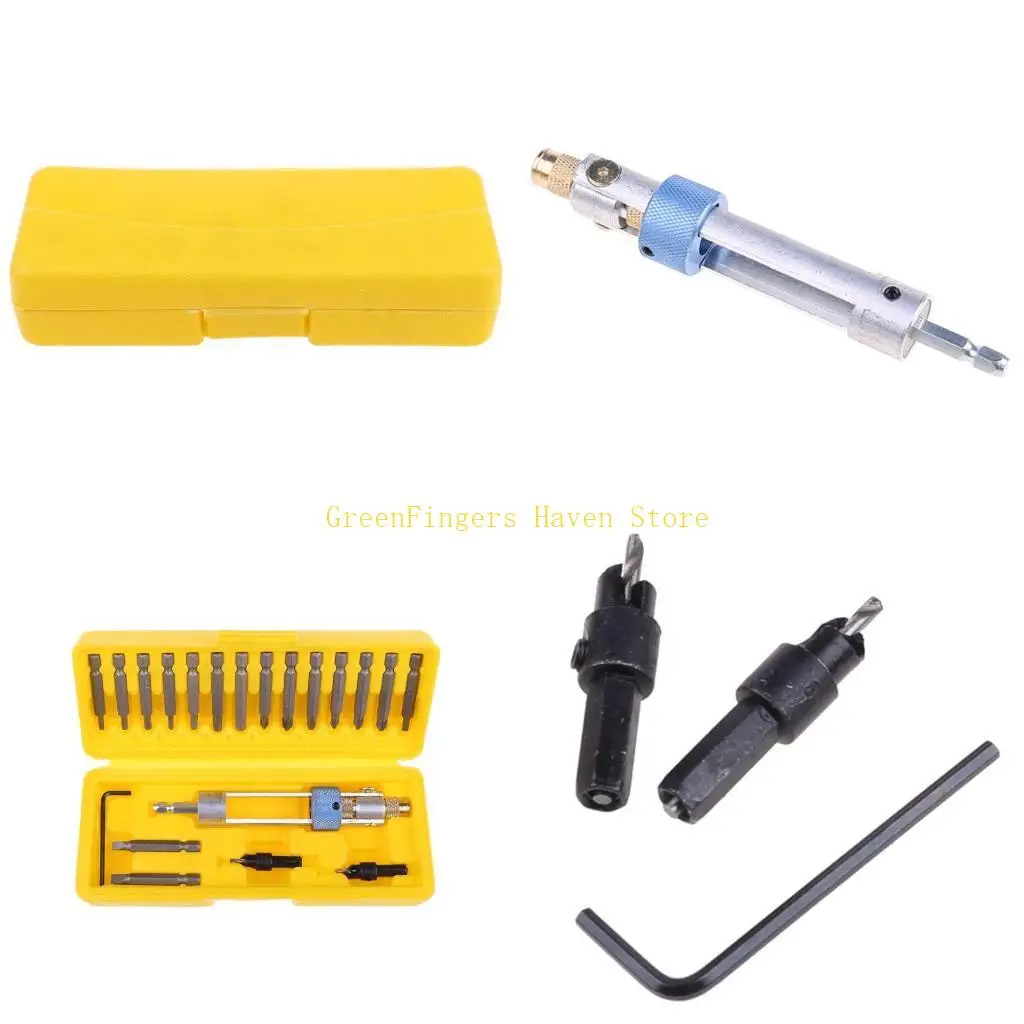 F68D 20pcs HSS Countersink Drill Bit Driver for Head Quick-Change Screw Tool