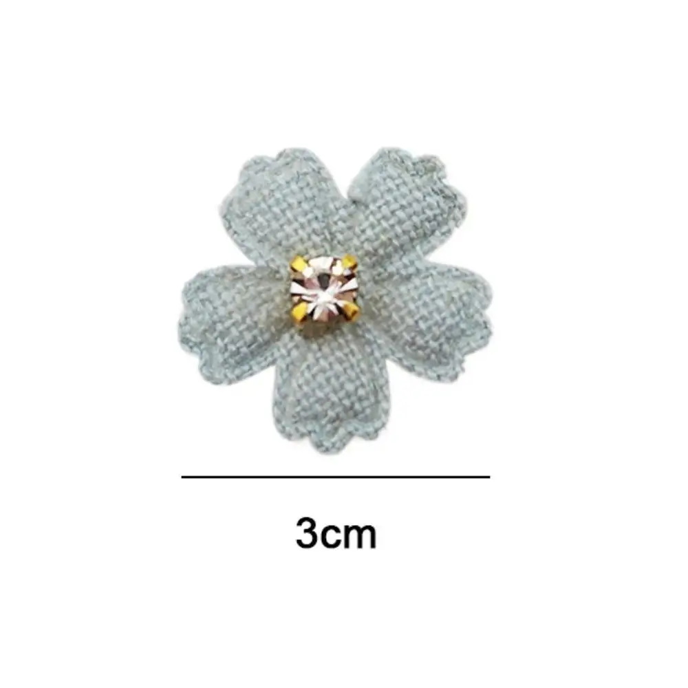 50pcs Flower With Rhinestone Applique For Clothes Hat Sewing Patches DIY Headwear Hair Clips Bow Decor Accessories