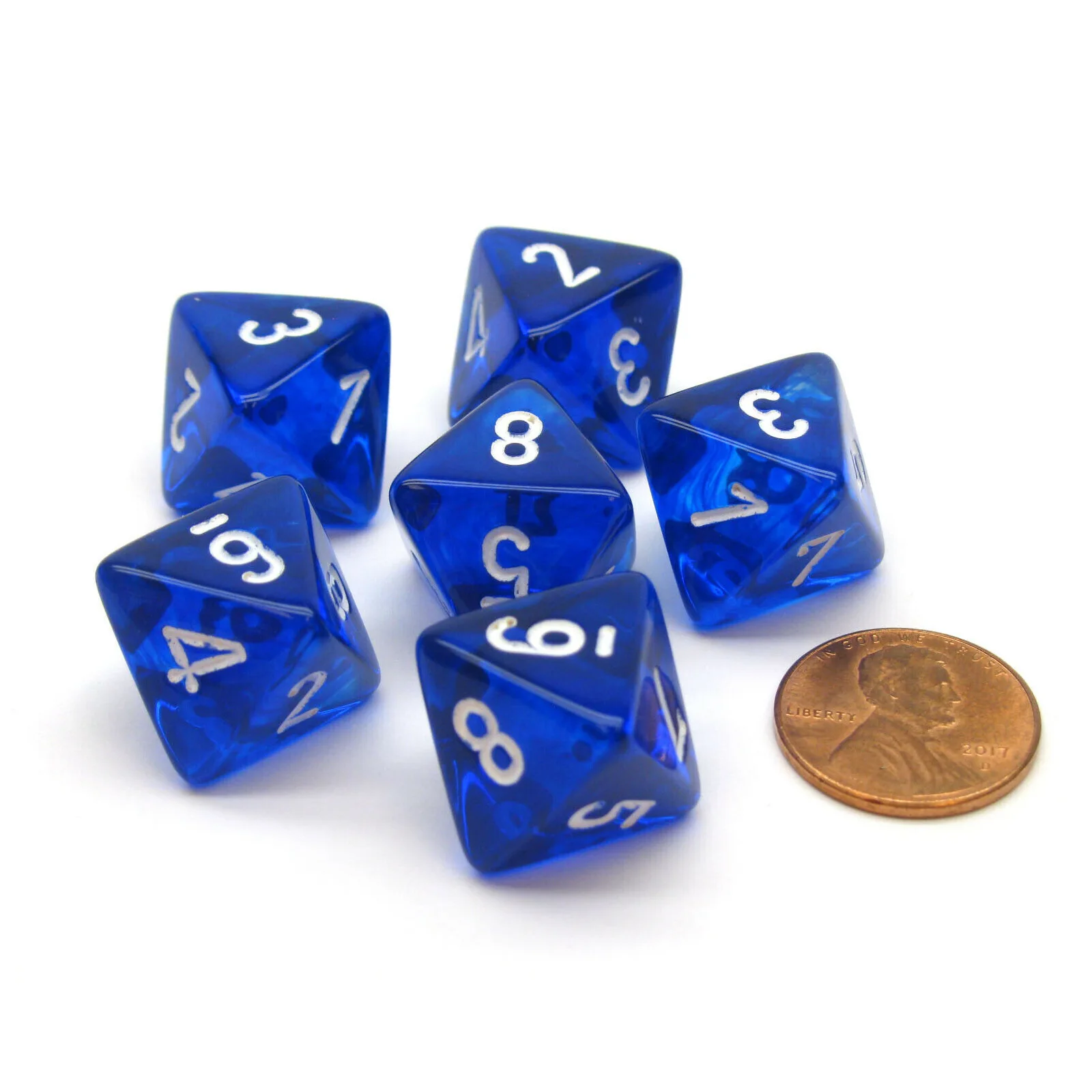 10pcs 10Colors 1-8 number 8 Sided Dice D8 Polyhedral Dice for DND Party Board Table Board Games Dice Set Acrylic 1.6cm