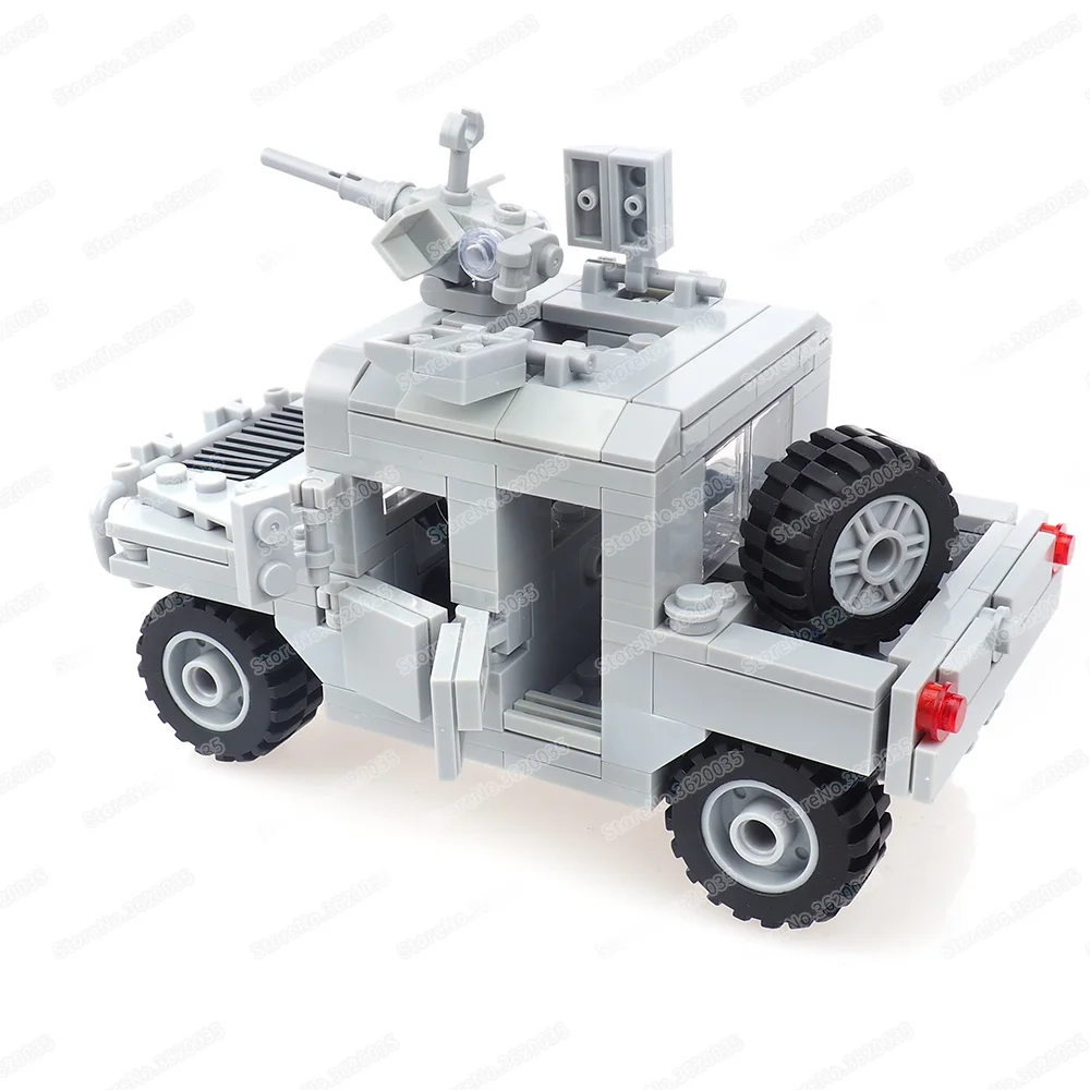 Military US Hummer Battlefield Car Building Block Assemble Figures WW2 Weapons Armed Vehicle Model Child Christmas Gift Boy Toys