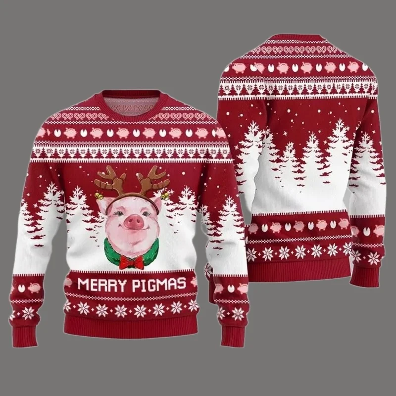 مهرجان مضحك الباليه خنزير طباعة القبيح عيد الميلاد سترة للرجال النساء الجولة الرقبة فضفاضة البلوز الفكاهة مزرعة الحيوان سترة 2026 #1