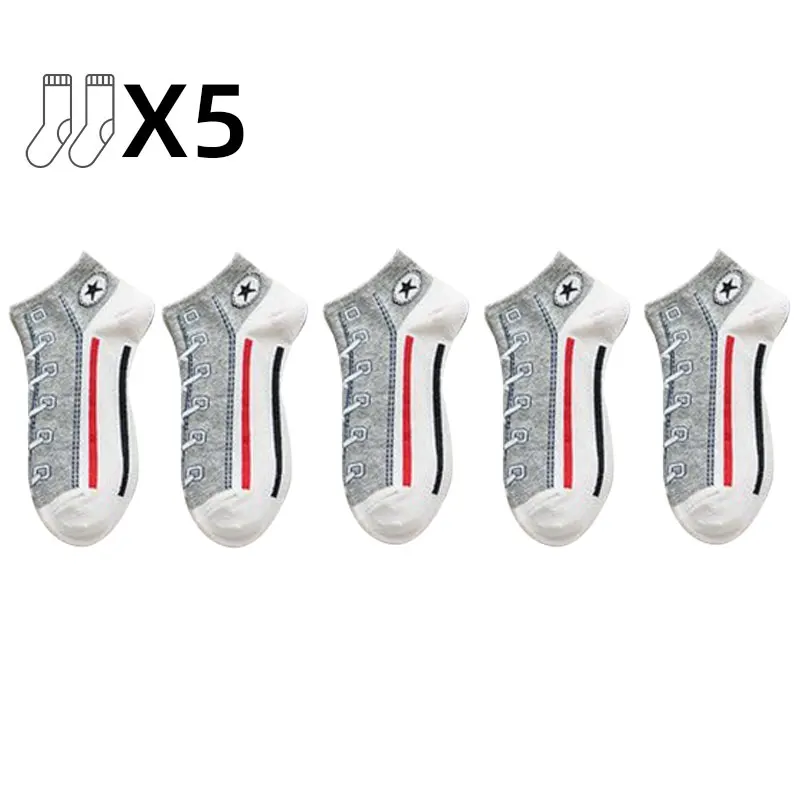 CHRLEISURE 5 Pairs/Set Socks Men\'s Socks Fashion Trend Boat Socks Low Top Sports Comfort Breathable Short Cotton Socks