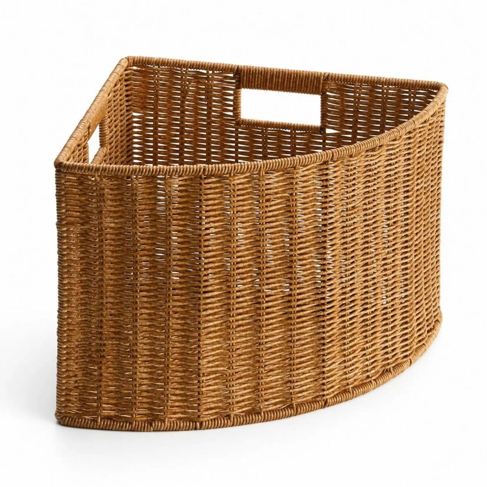 Sturdy Corner Basket for Laundry Room Organization Imitation Rattan Plastic Storage Bin for Blankets and Toys